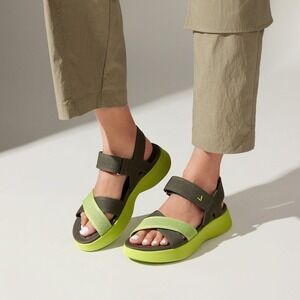 VIVAIA Green & Lime Platform Sandals Adjustable Strap‎ Comfort  EU/39.5 US/8.5